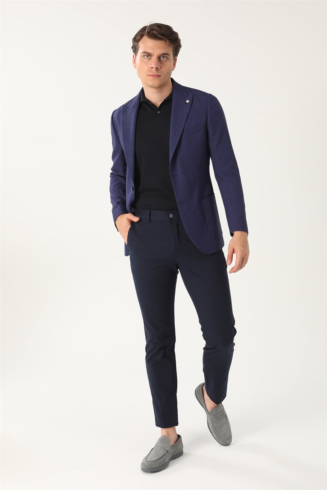 Lacivert Comfort Fit 6 Drop Ceket