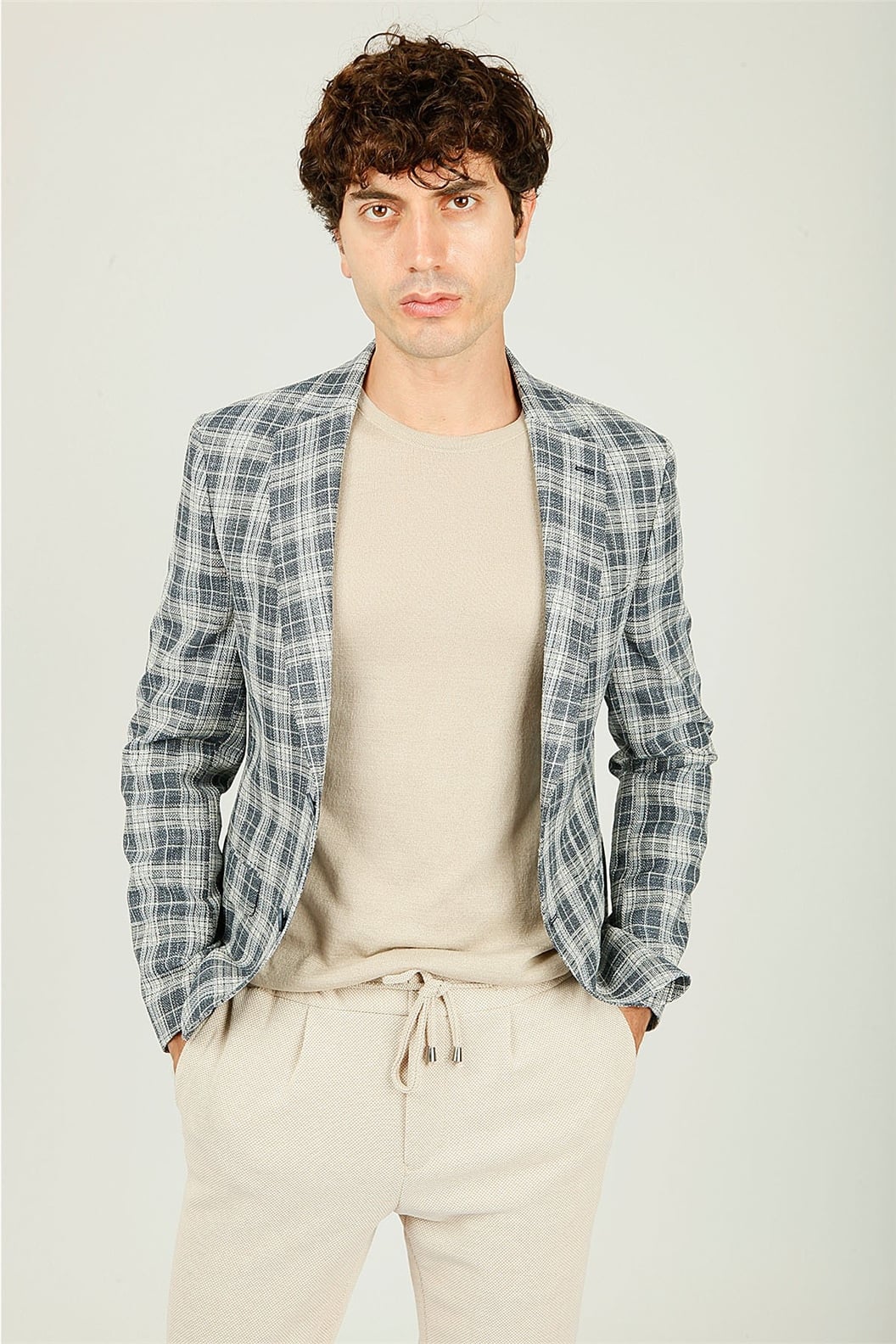 Lacivert Comfort Fit 6 Drop Ceket