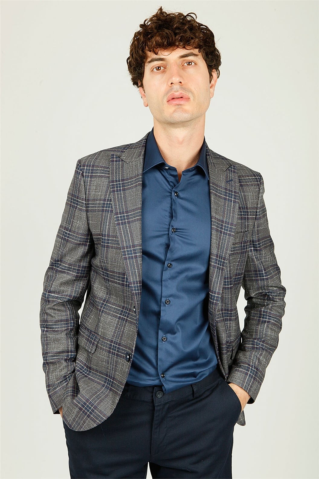 Lacivert Comfort Fit 6 Drop Ceket