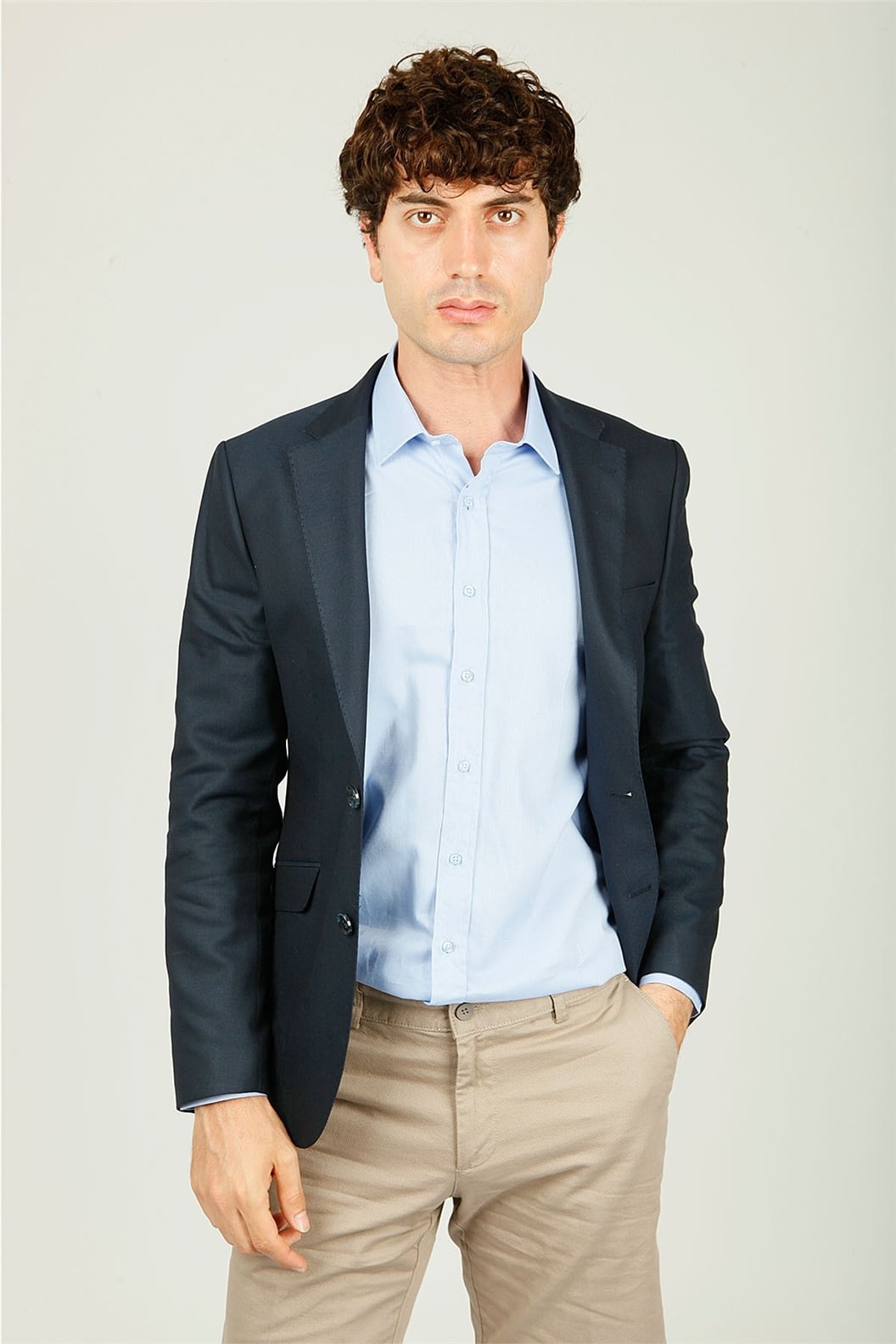 Lacivert Comfort Fit 6 Drop Ceket