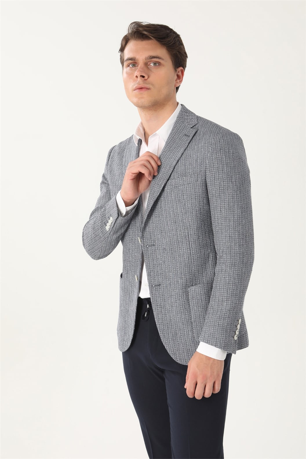 Lacivert Comfort Fit 6 Drop Ceket