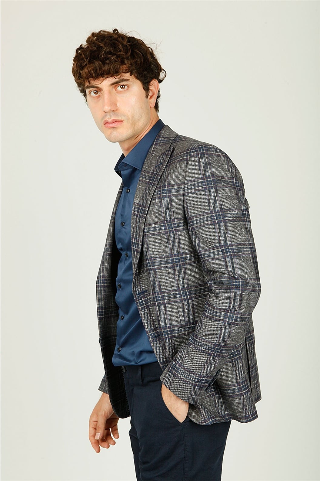 Lacivert Comfort Fit 6 Drop Ceket