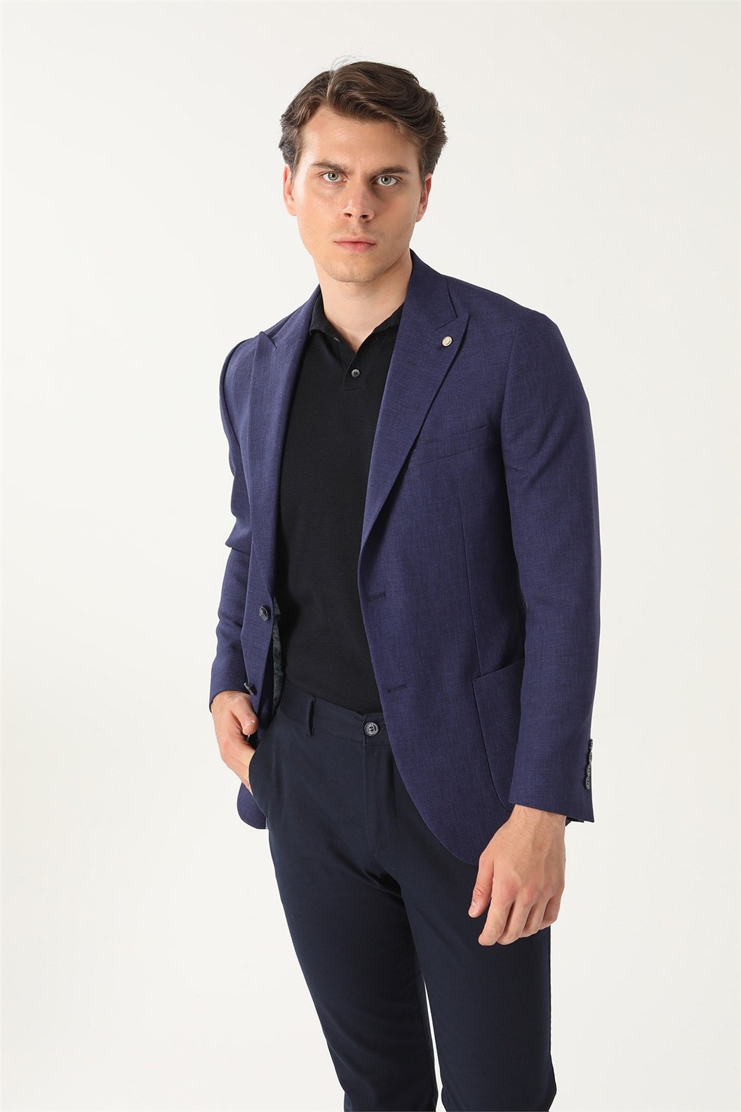 Lacivert Comfort Fit 6 Drop Ceket