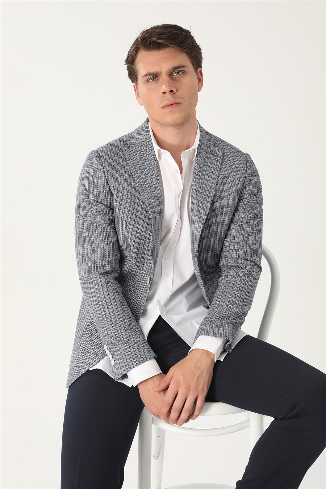 Lacivert Comfort Fit 6 Drop Ceket