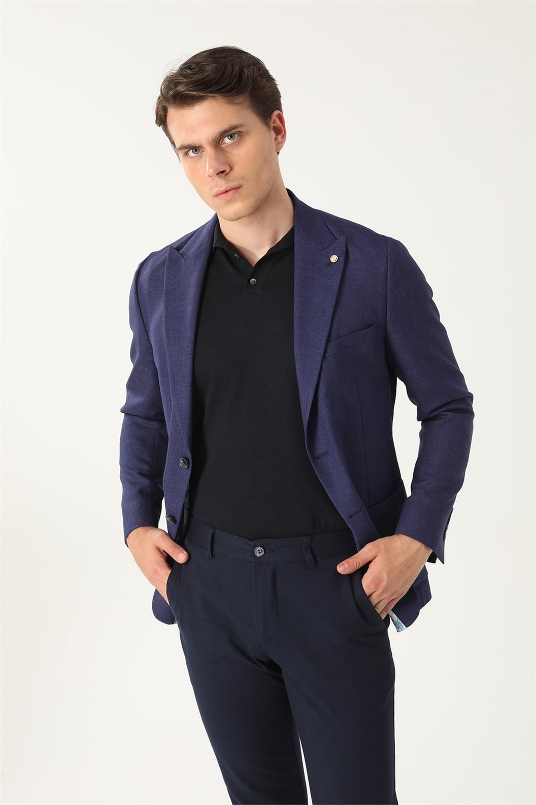 Lacivert Comfort Fit 6 Drop Ceket