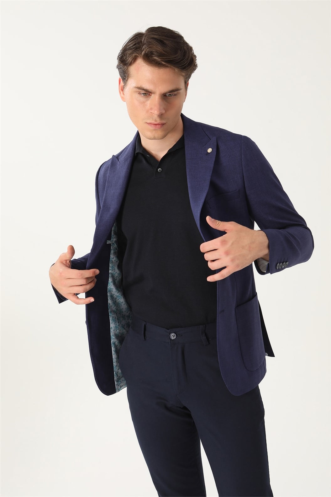 Lacivert Comfort Fit 6 Drop Ceket
