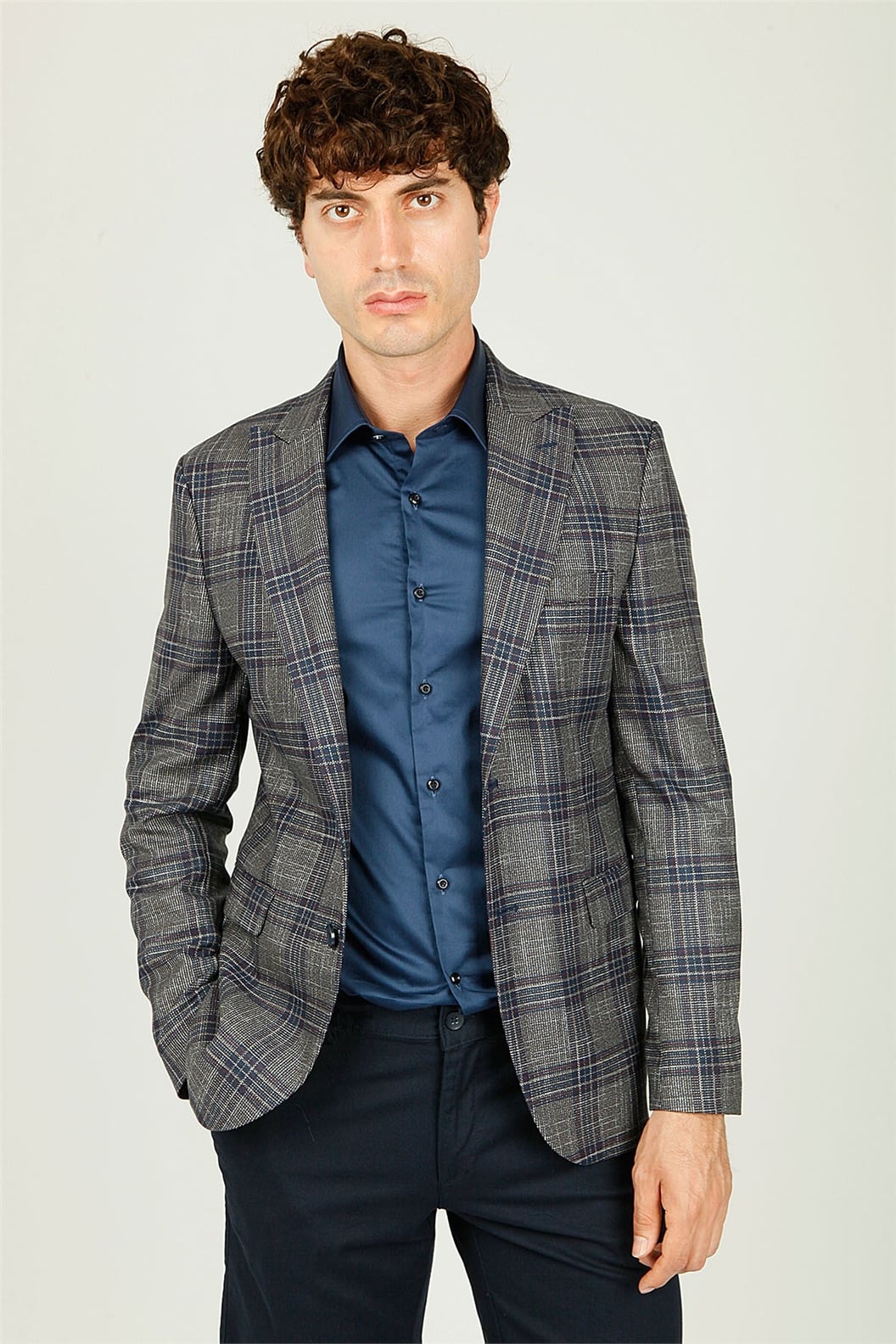 Lacivert Comfort Fit 6 Drop Ceket