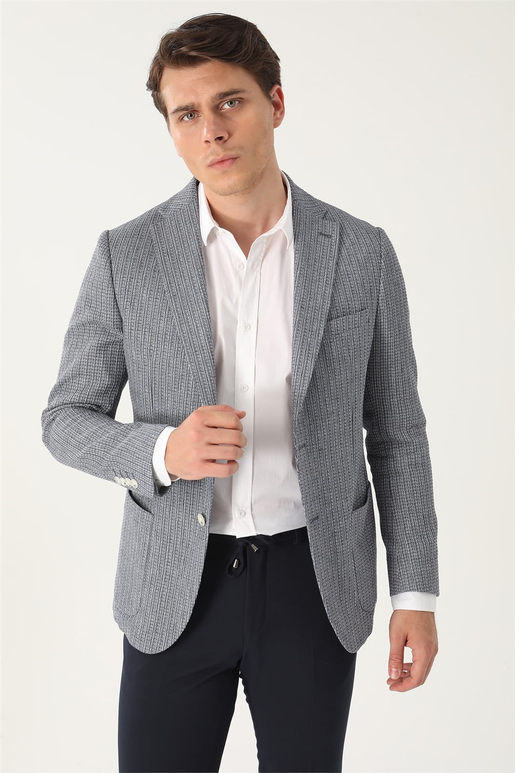 Lacivert Comfort Fit 6 Drop Ceket
