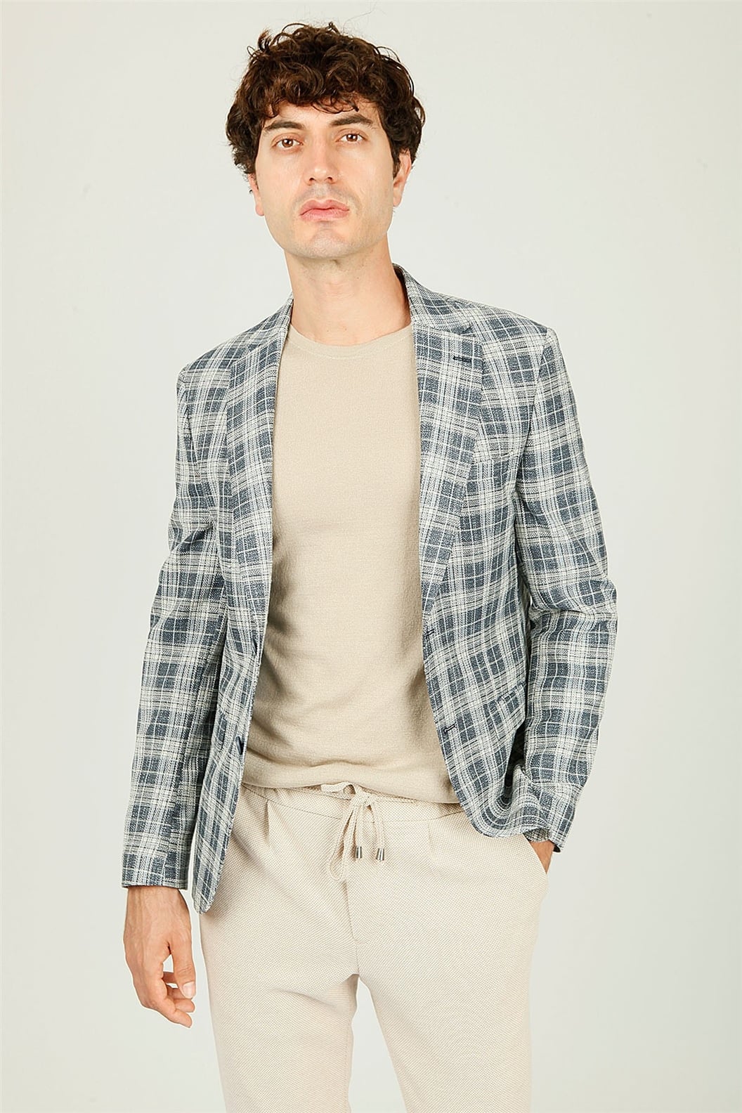 Lacivert Comfort Fit 6 Drop Ceket