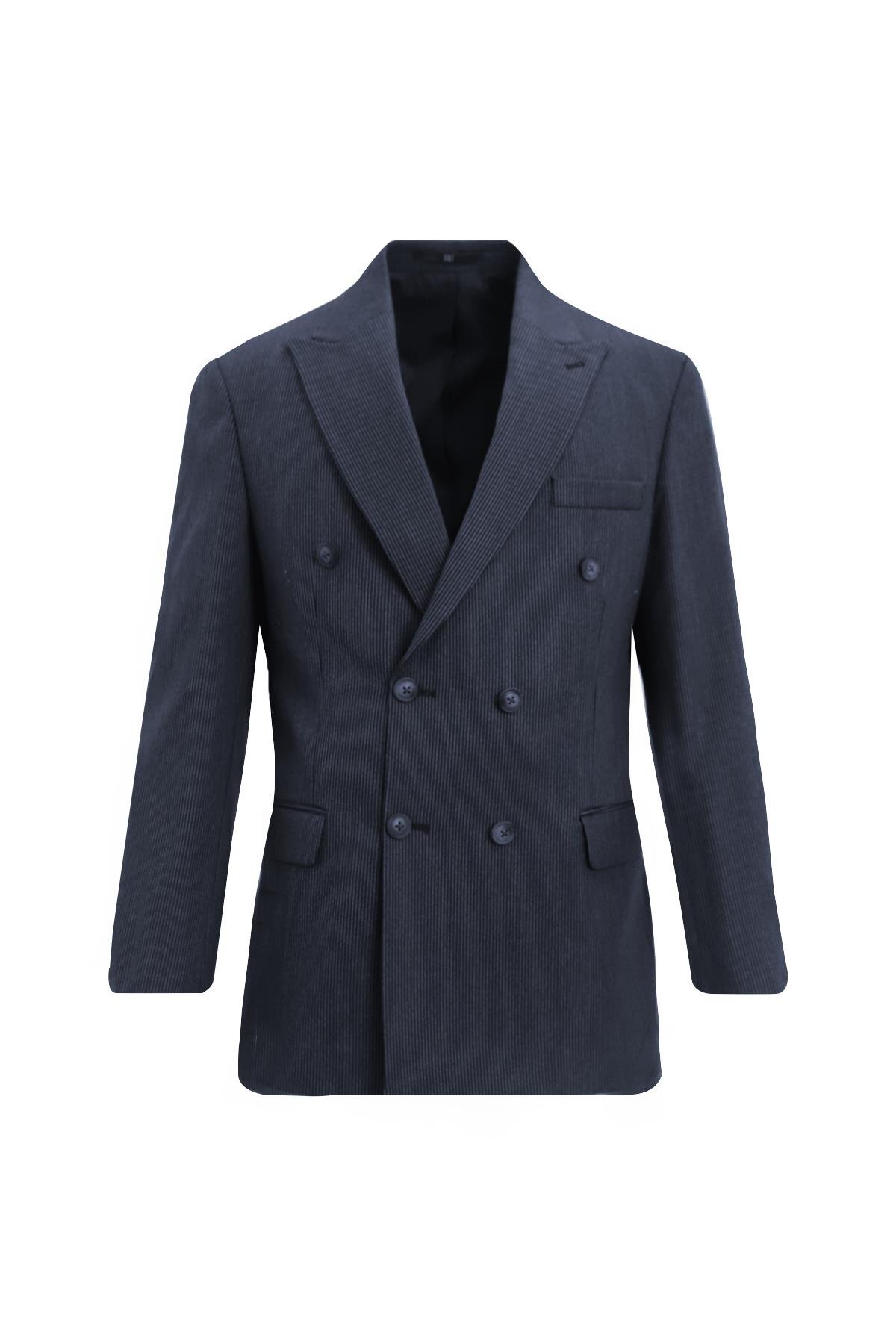 LACİVERT Comfort Fit 6 Drop Kruvaze Ceket