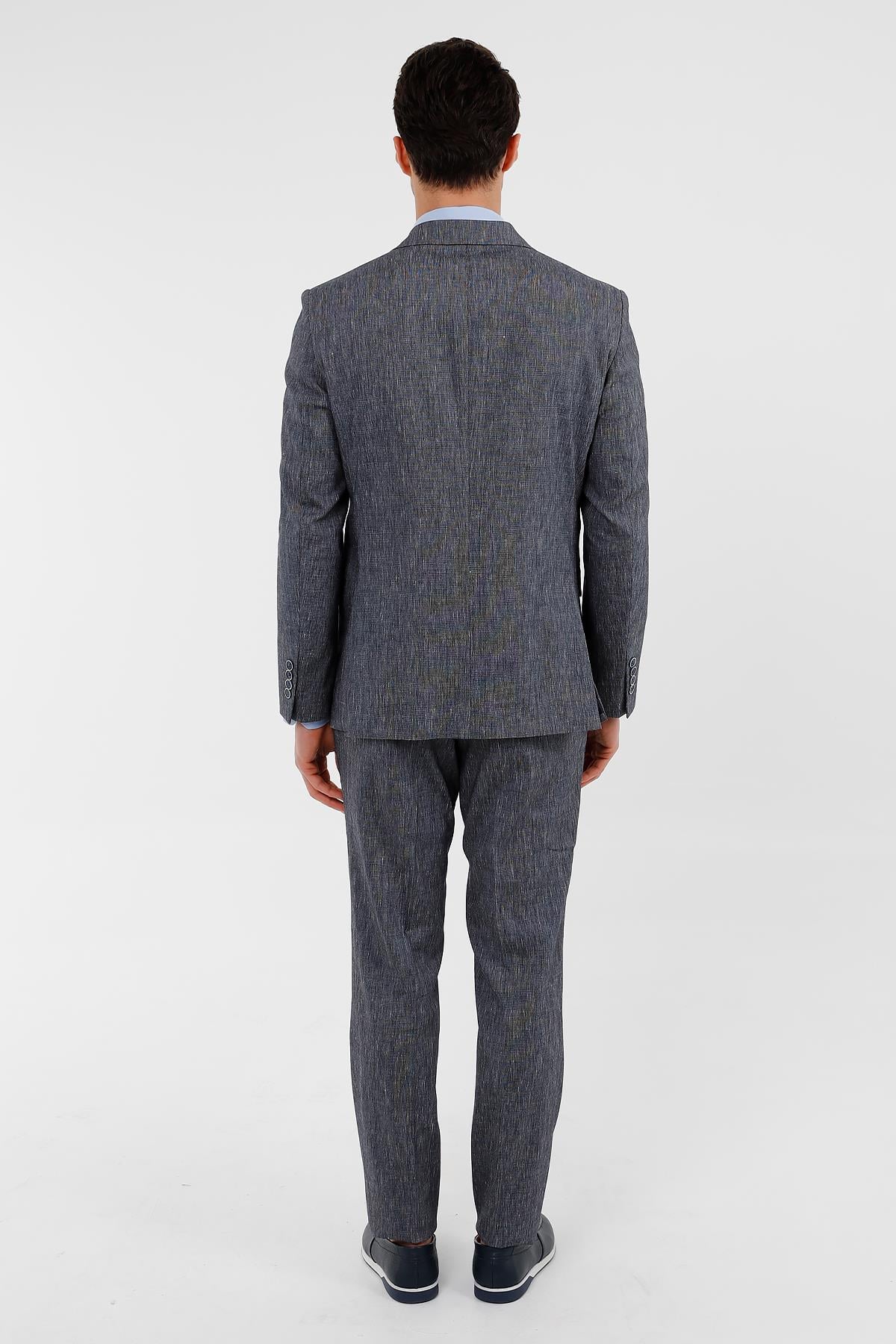 Lacivert Comfort Fit 6 Drop Kruvaze Takım Elbise
