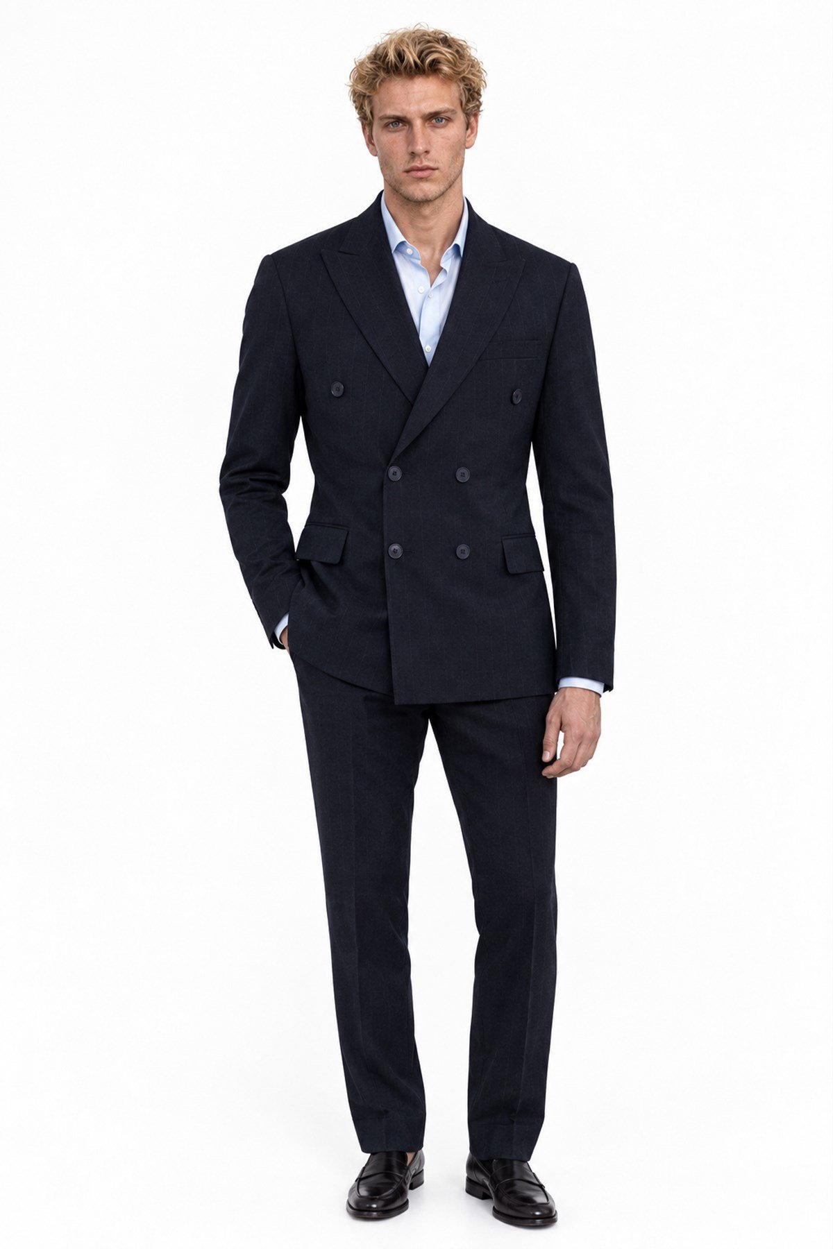 LACİVERT Comfort Fit 6 Drop Kruvaze Takım Elbise