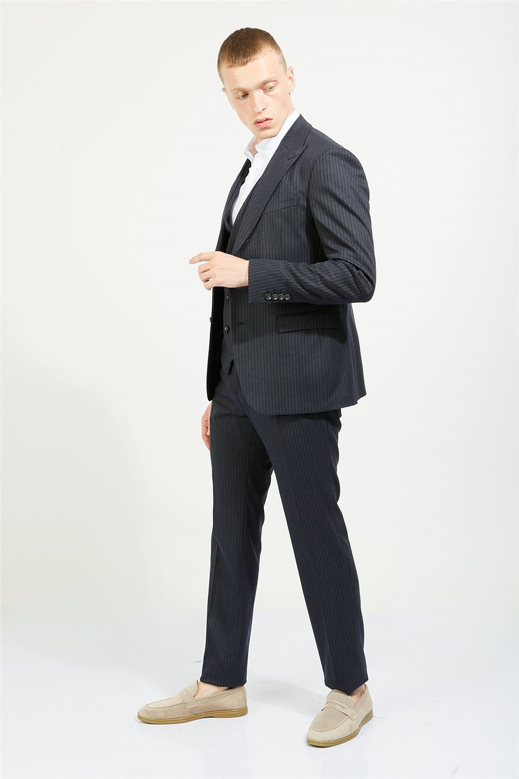 Lacivert Comfort Fit 6 Drop Kruvaze Takım Elbise