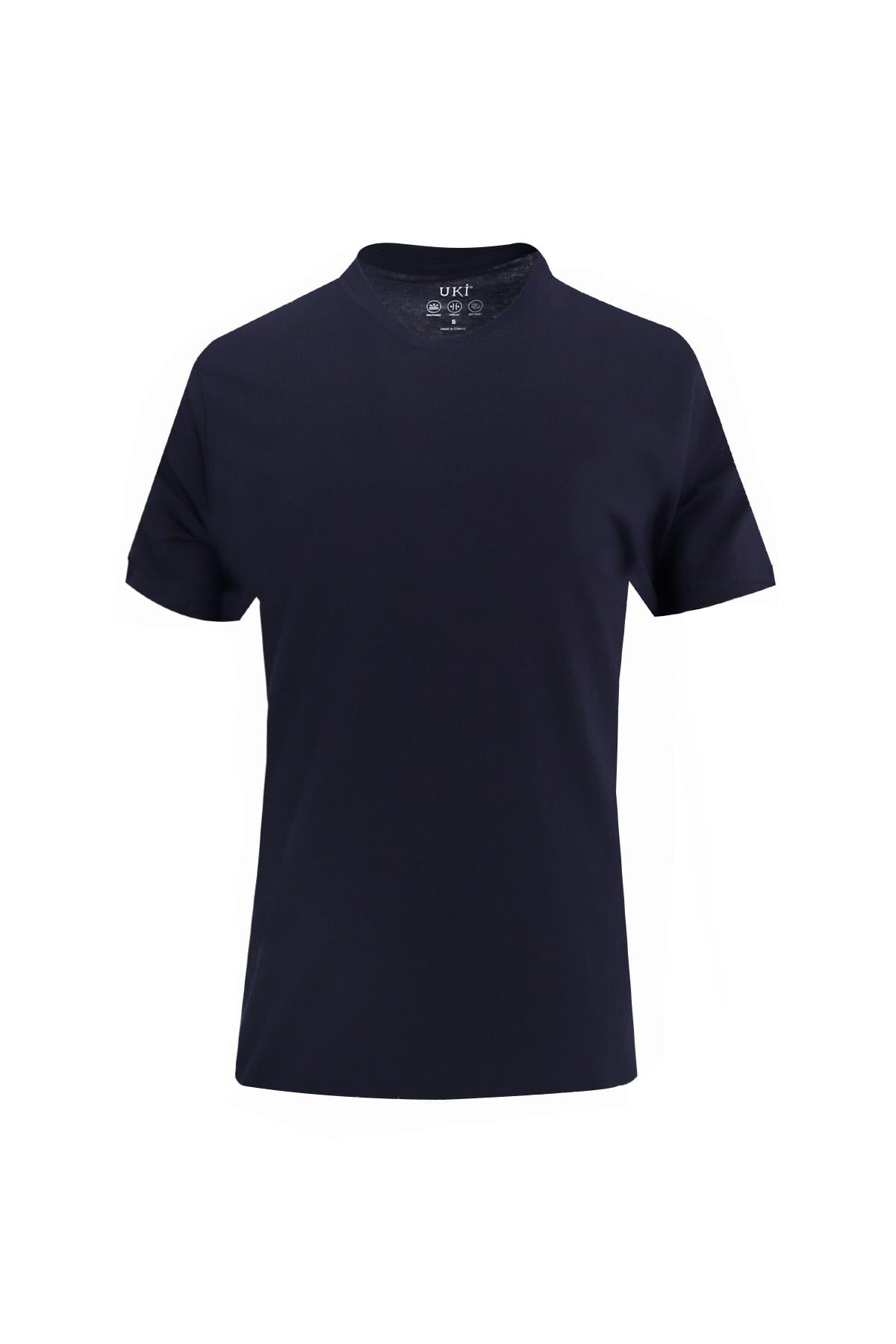 LACİVERT Comfort Fit Bisiklet Yaka Basic T-Shirt