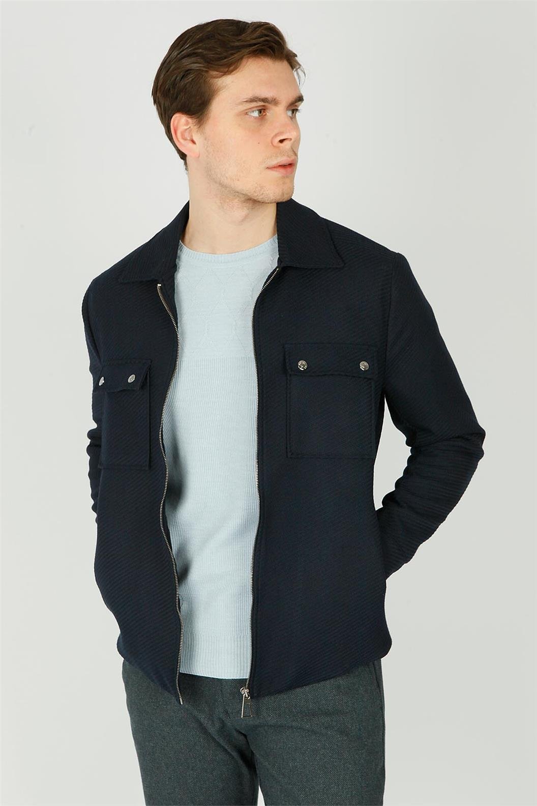Lacivert Comfort Fit Ceket Mont