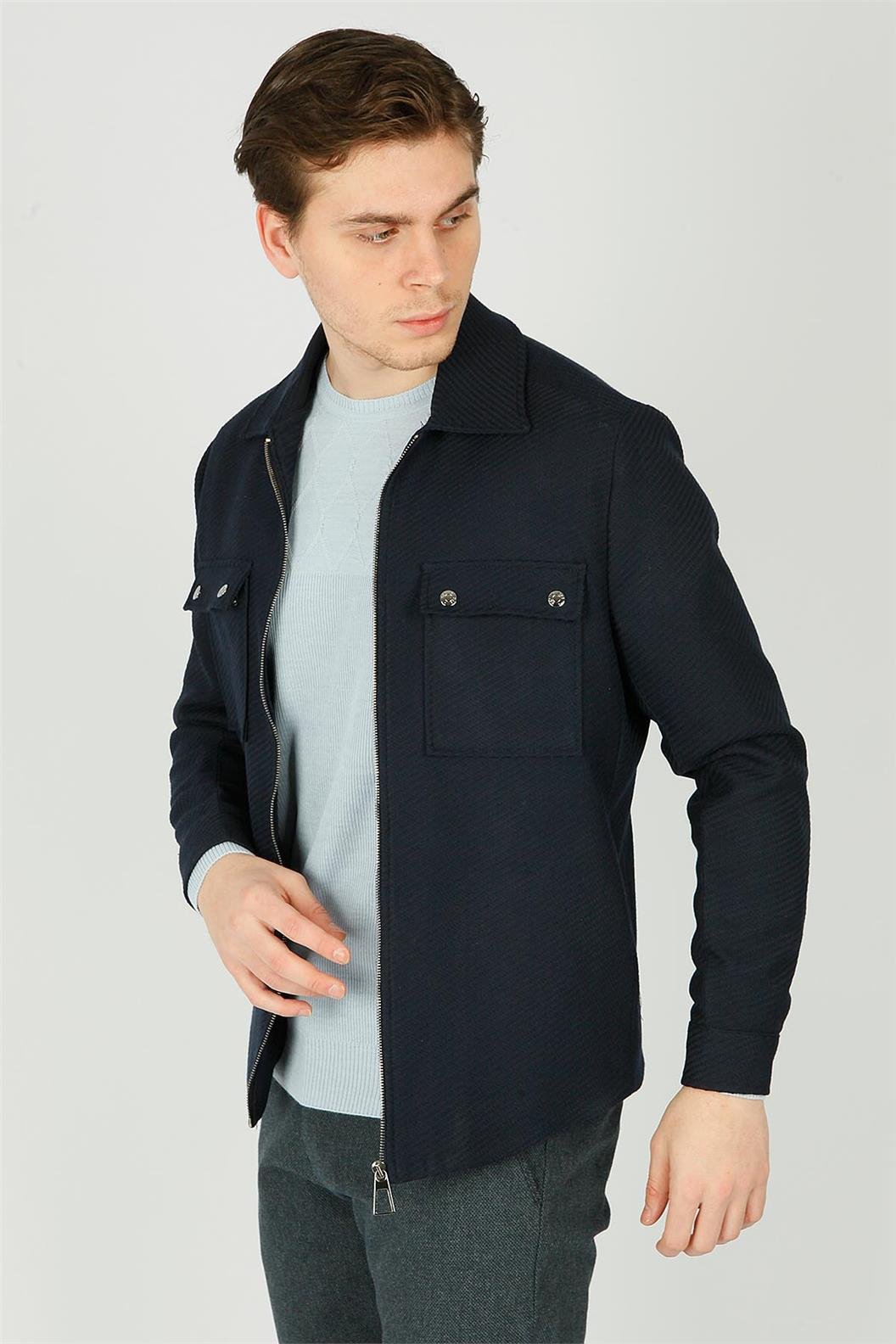 Lacivert Comfort Fit Ceket Mont