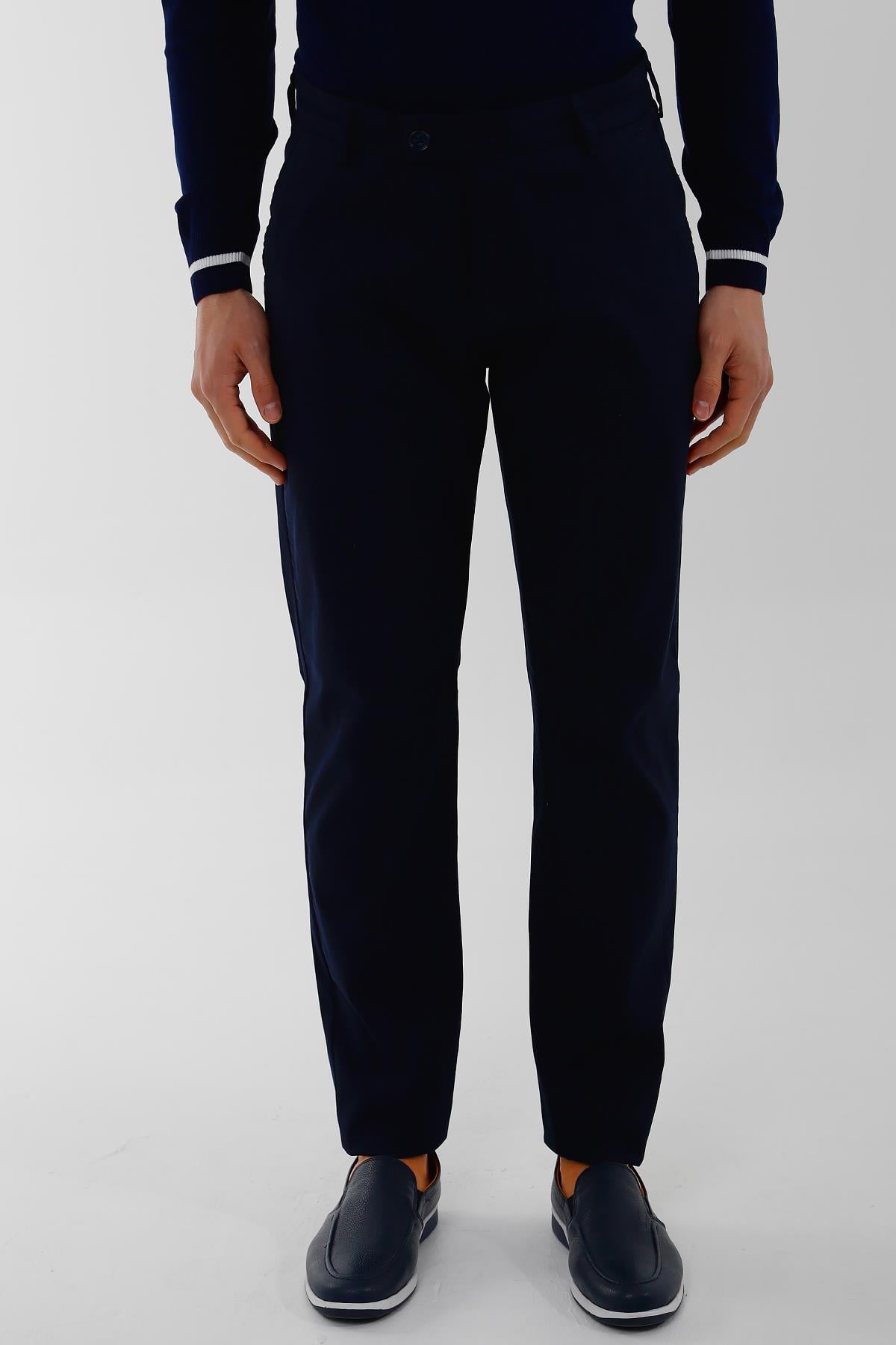 Lacivert Comfort Fit Chino Pantolon