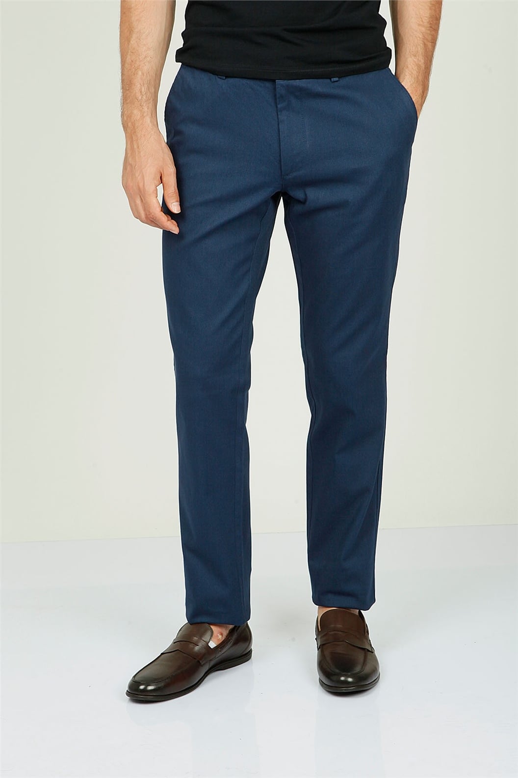Lacivert Comfort Fit Chino Pantolon