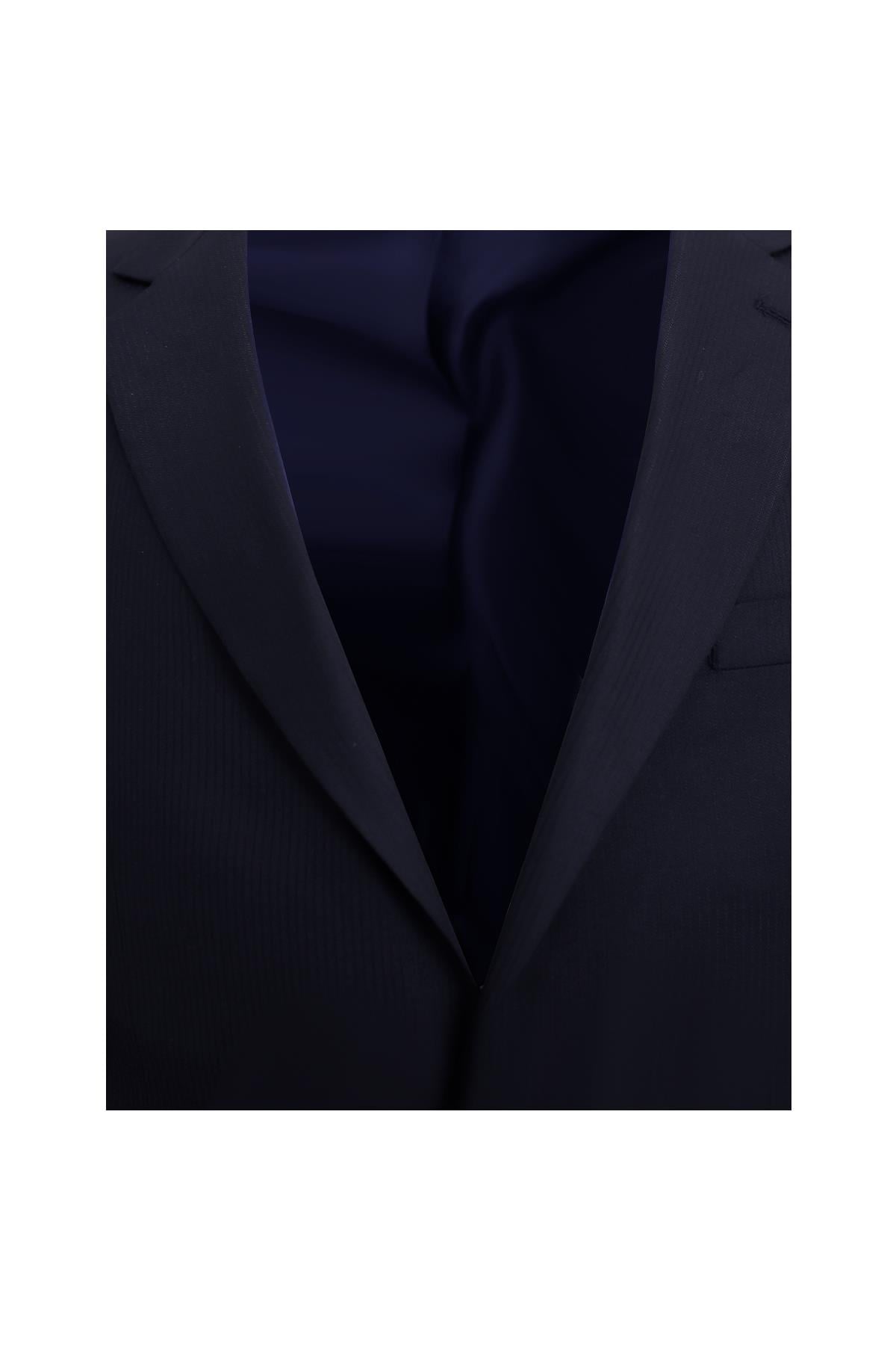 LACİVERT COMFORT FİT , MONO YAKA, 2 DÜĞME ÇİFT YIRTMAÇ ÇİZGİLİ KLASİK TAKIM ELBİSE