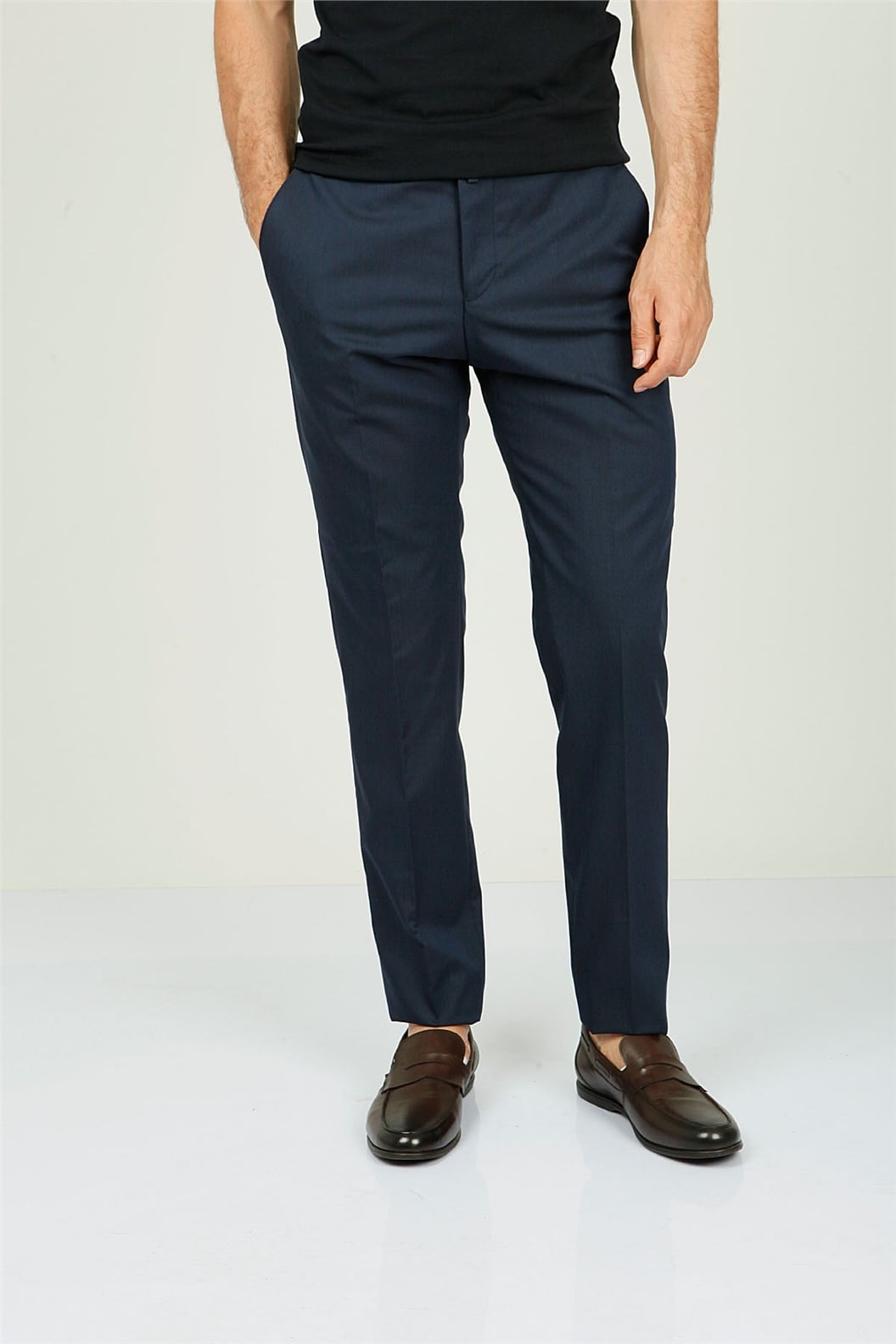 Lacivert Comfort Fit Pilesiz Pantolon