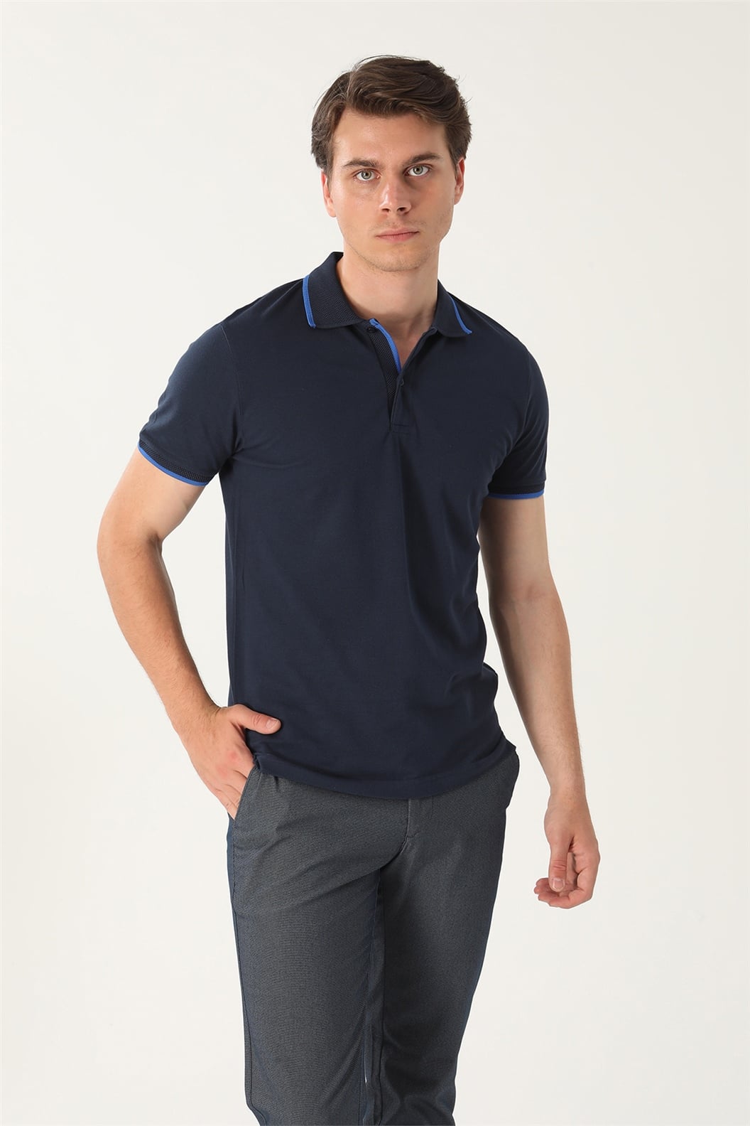 Lacivert Comfort Fit Polo Yaka T-Shirt