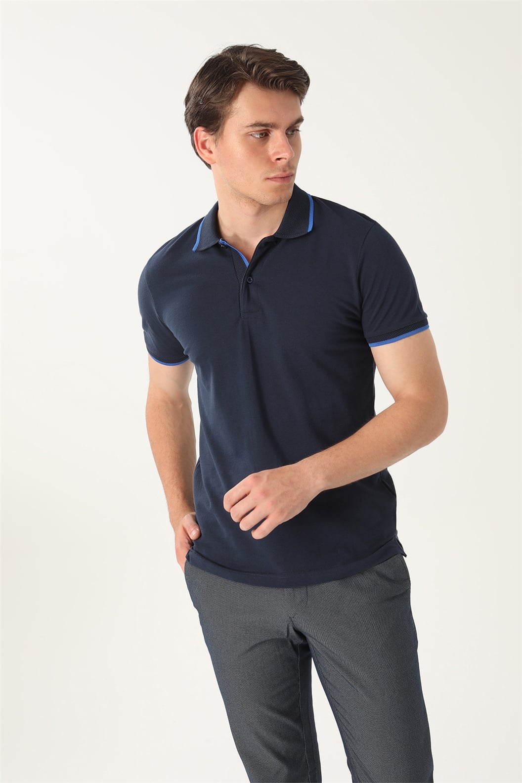 Lacivert Comfort Fit Polo Yaka T-Shirt