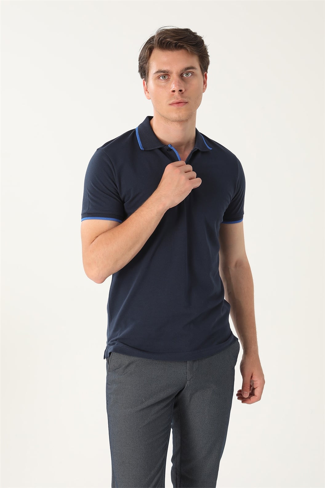 Lacivert Comfort Fit Polo Yaka T-Shirt