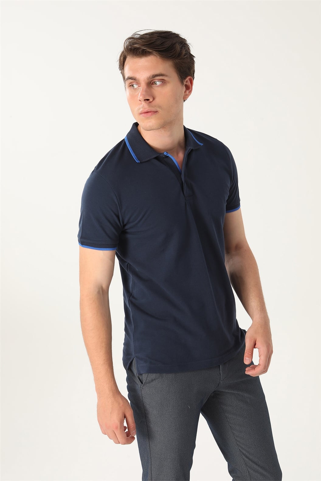 Lacivert Comfort Fit Polo Yaka T-Shirt
