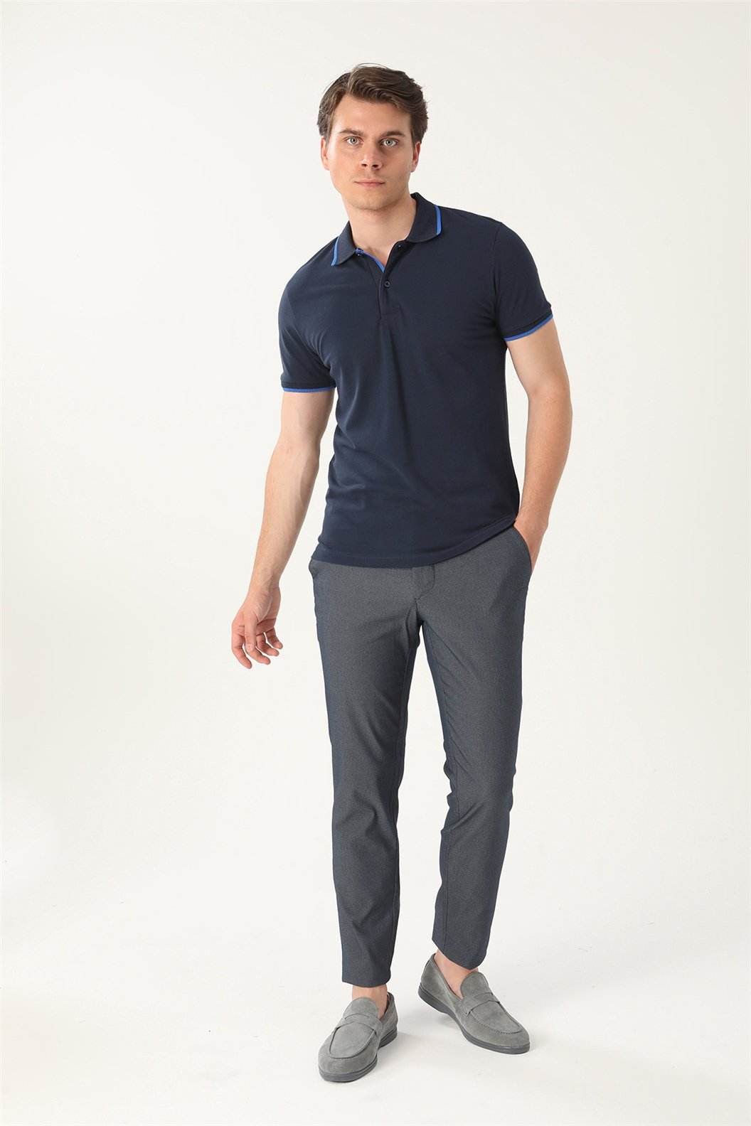 Lacivert Comfort Fit Polo Yaka T-Shirt