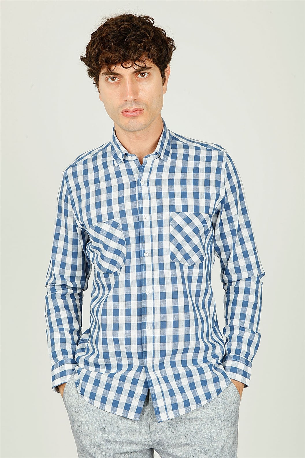 Lacivert Comfort Fit Uzun Kol Gömlek