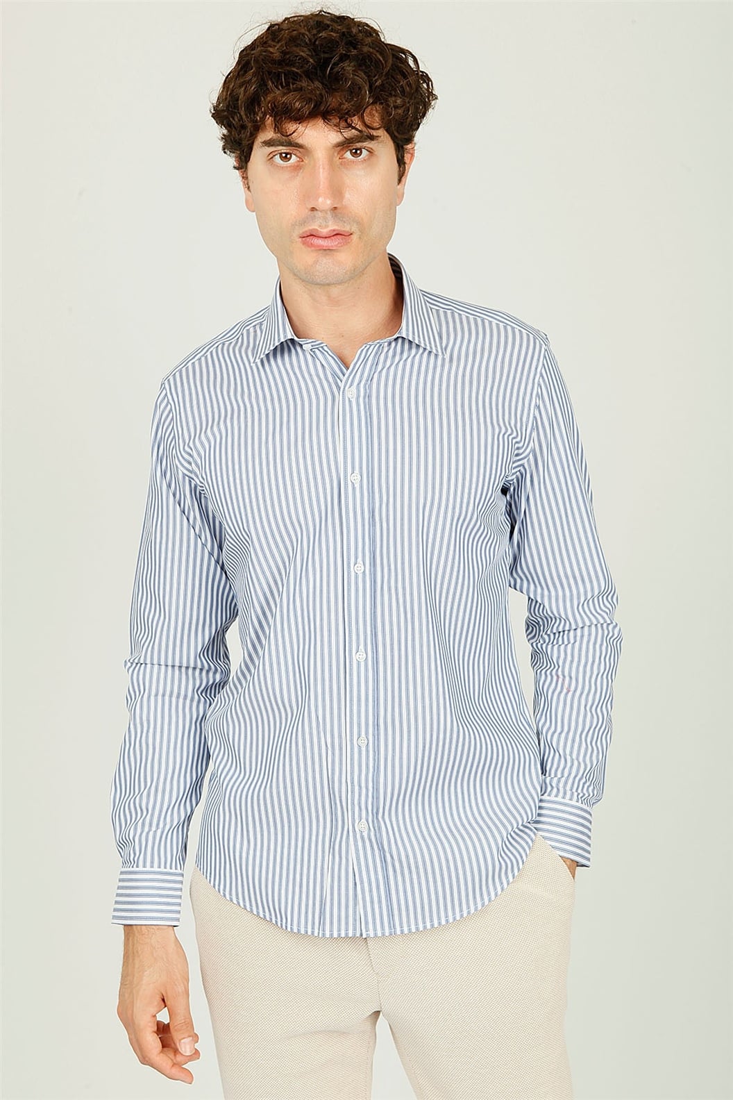Lacivert Comfort Fit Uzun Kol Gömlek