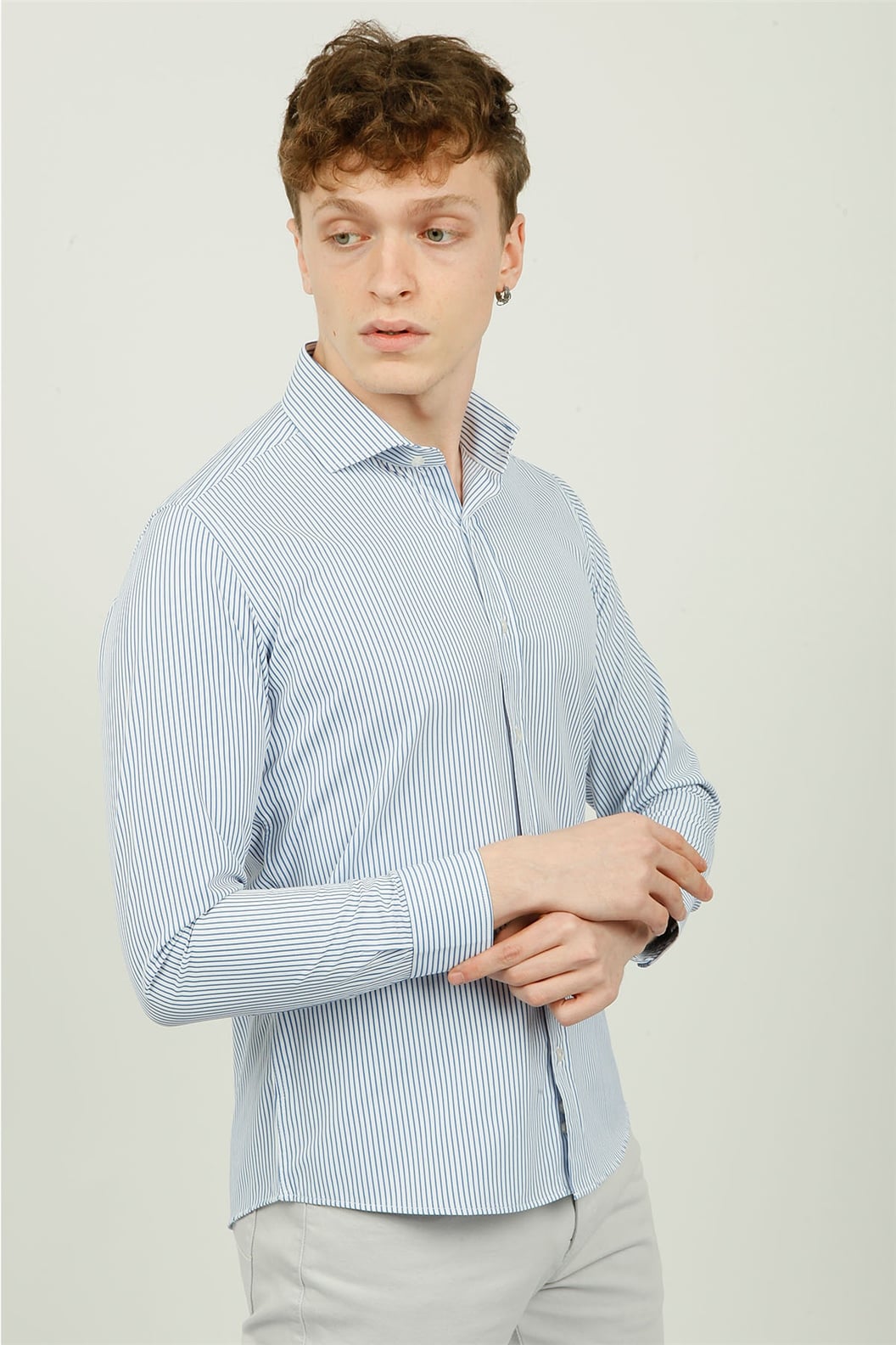 Lacivert Comfort Fit Uzun Kol Gömlek
