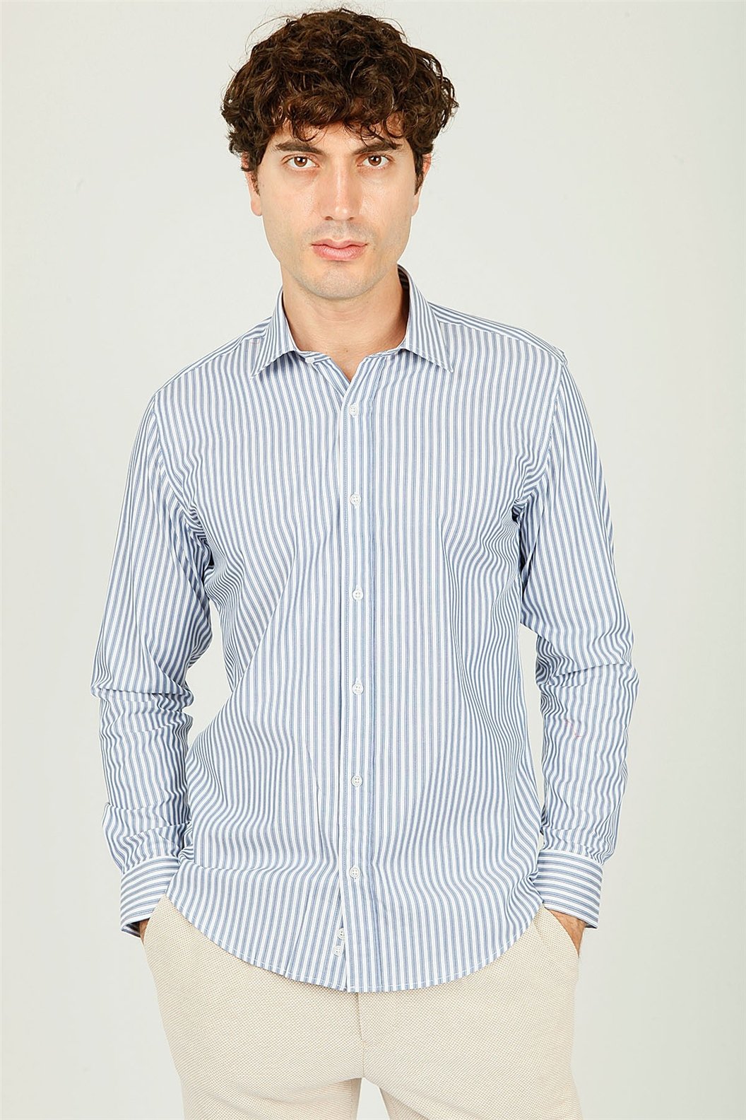 Lacivert Comfort Fit Uzun Kol Gömlek