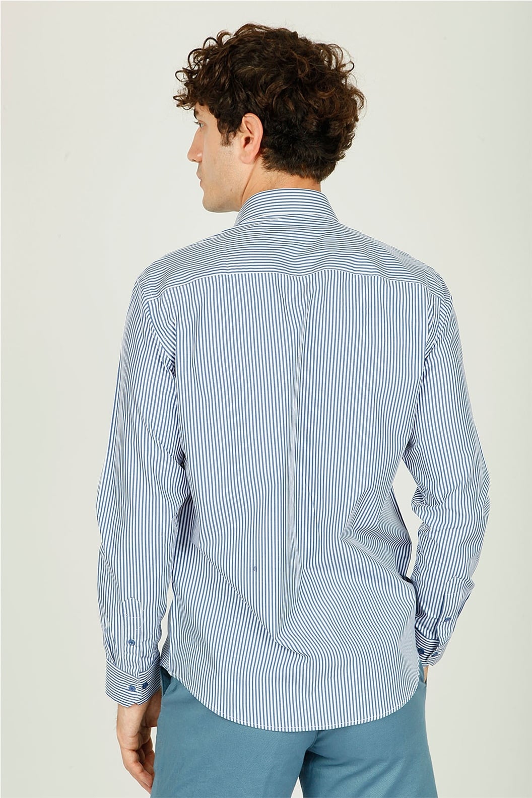 Lacivert Comfort Fit Uzun Kol Gömlek