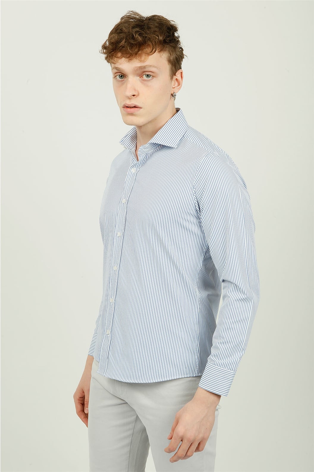 Lacivert Comfort Fit Uzun Kol Gömlek