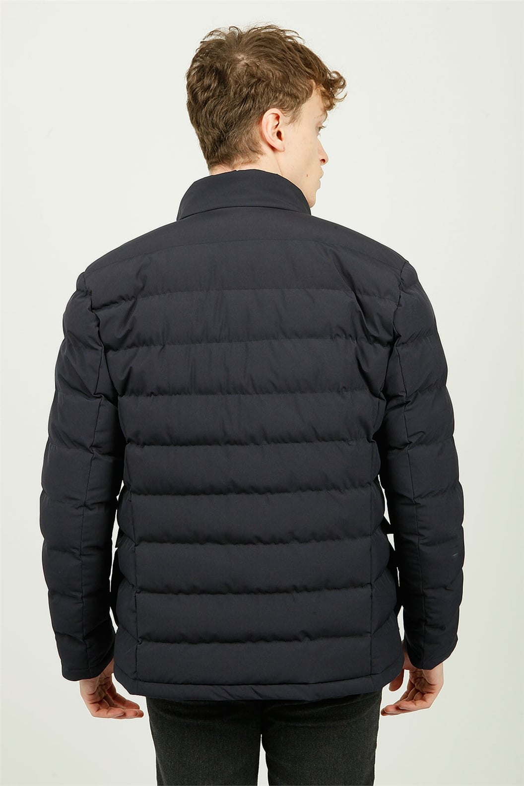 Lacivert Kapitone Mont