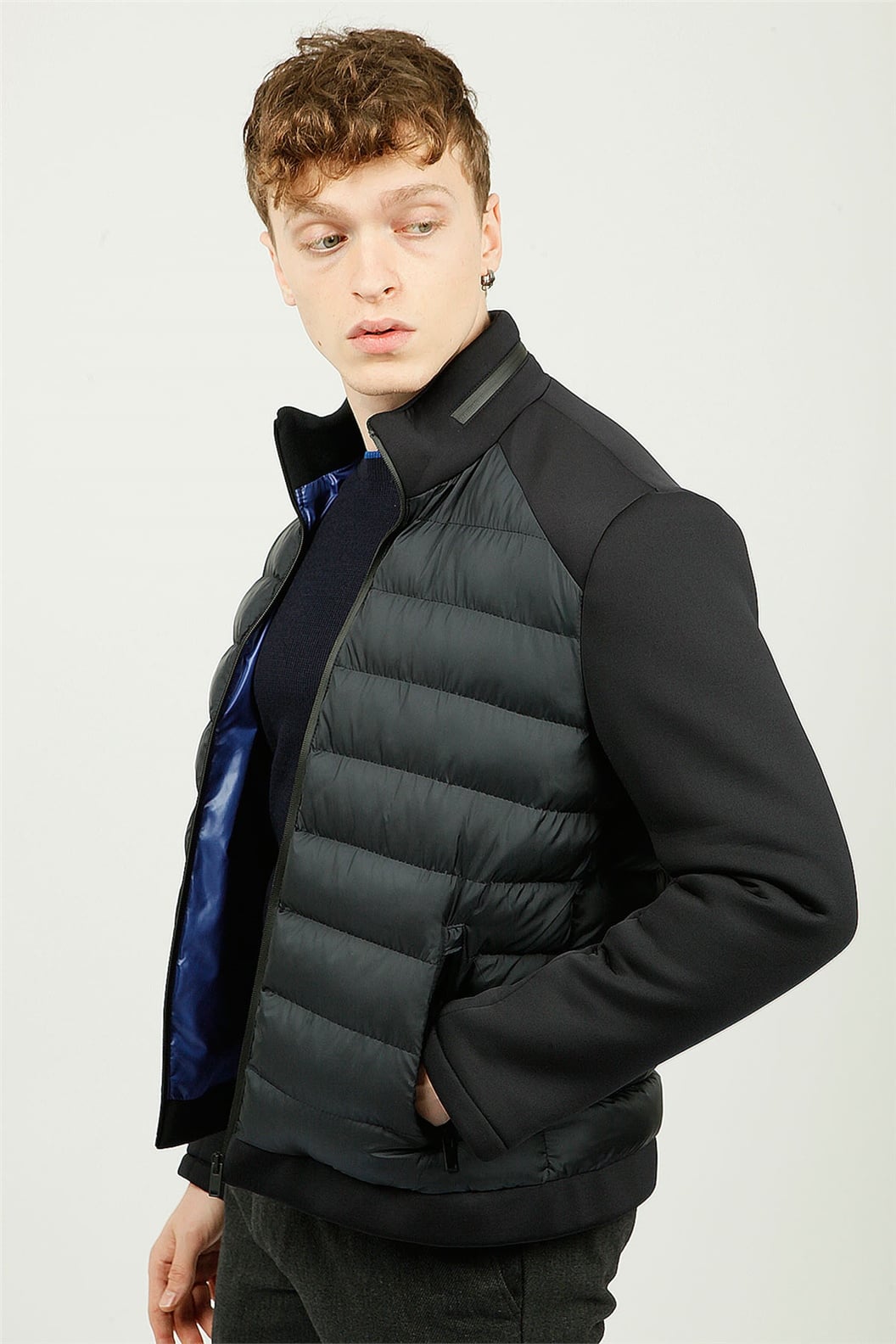 Lacivert Kapitone Spor Mont