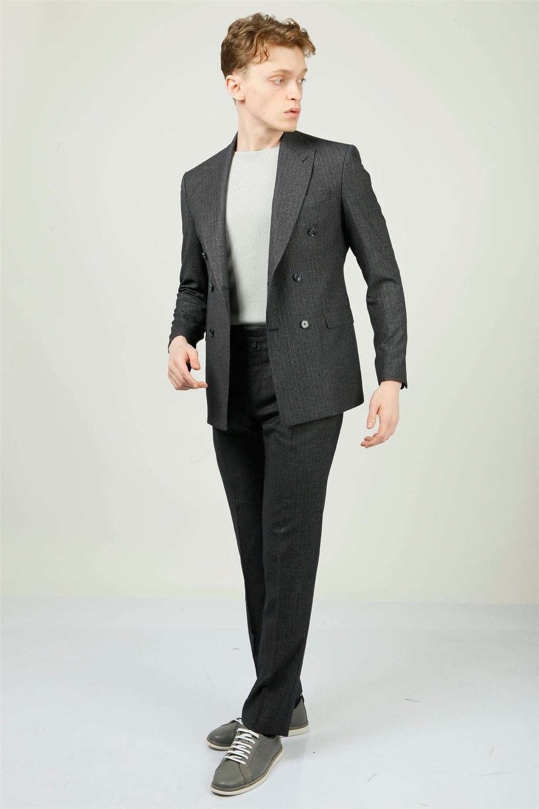 Lacivert Kruvaze Comfort Fit 6 Drop Takım Elbise