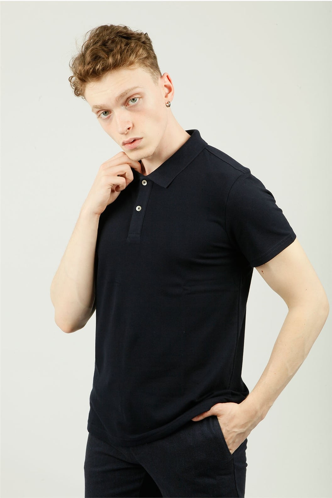 Lacivert Polo Yaka Comfort Fit Pike T-shirt