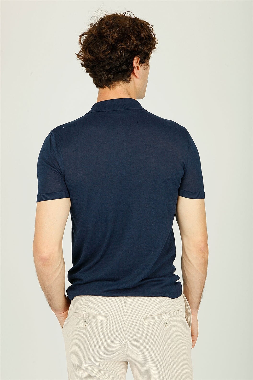Lacivert Polo Yaka Triko T-Shırt