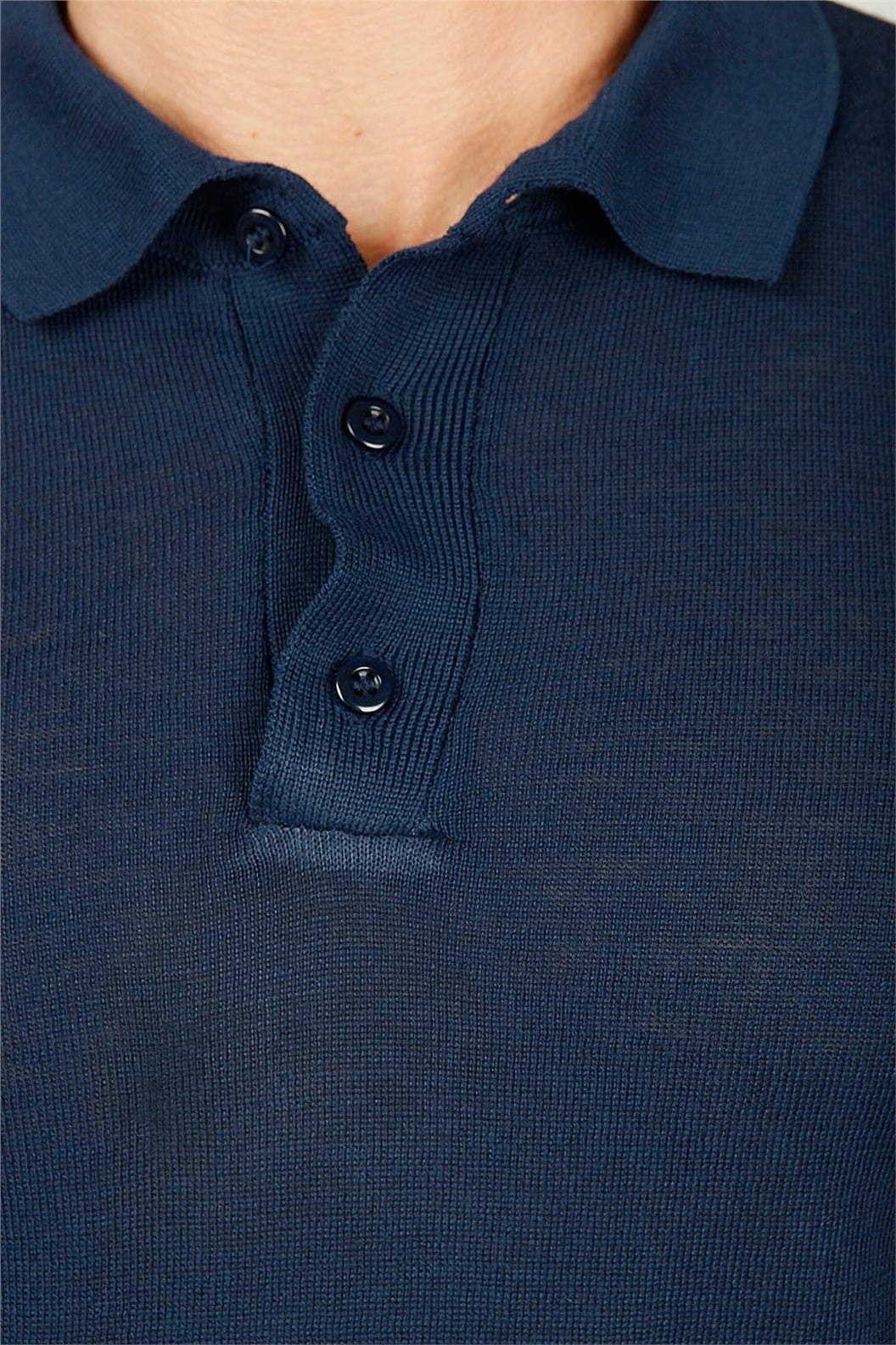 Lacivert Polo Yaka Triko T-Shırt