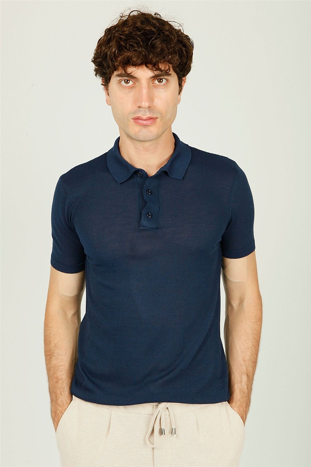 Lacivert Polo Yaka Triko T-Shırt