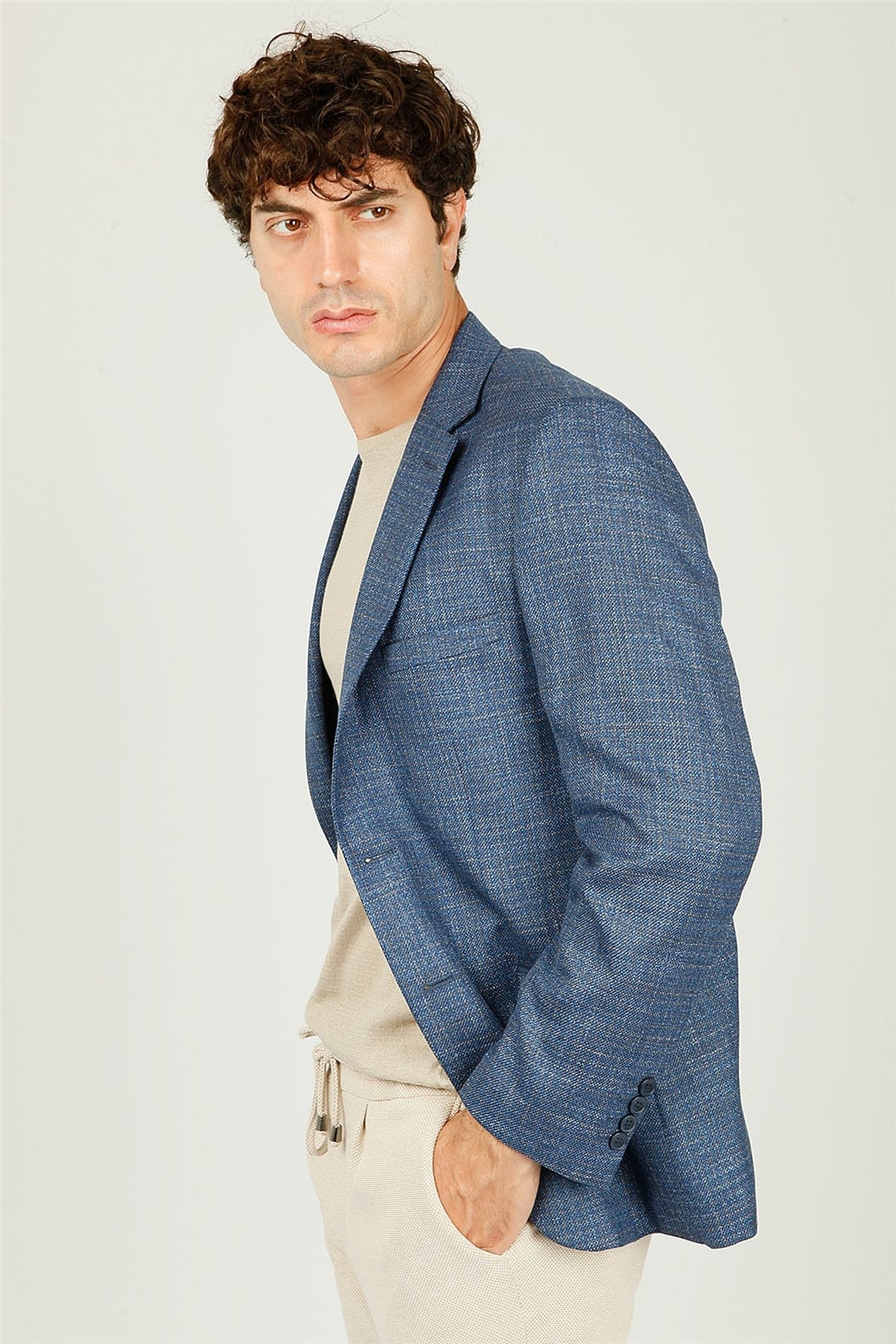 Lacivert Regular Fit 4 Drop Ceket