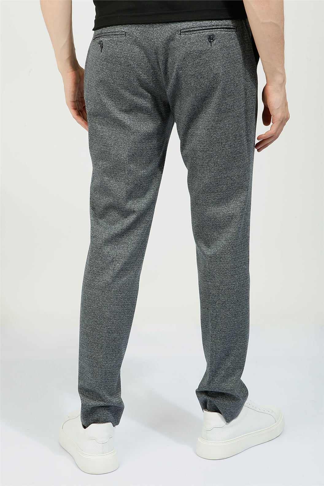Lacivert Slim Fit Bağcıklı Tek Pile Jogger Pantolon
