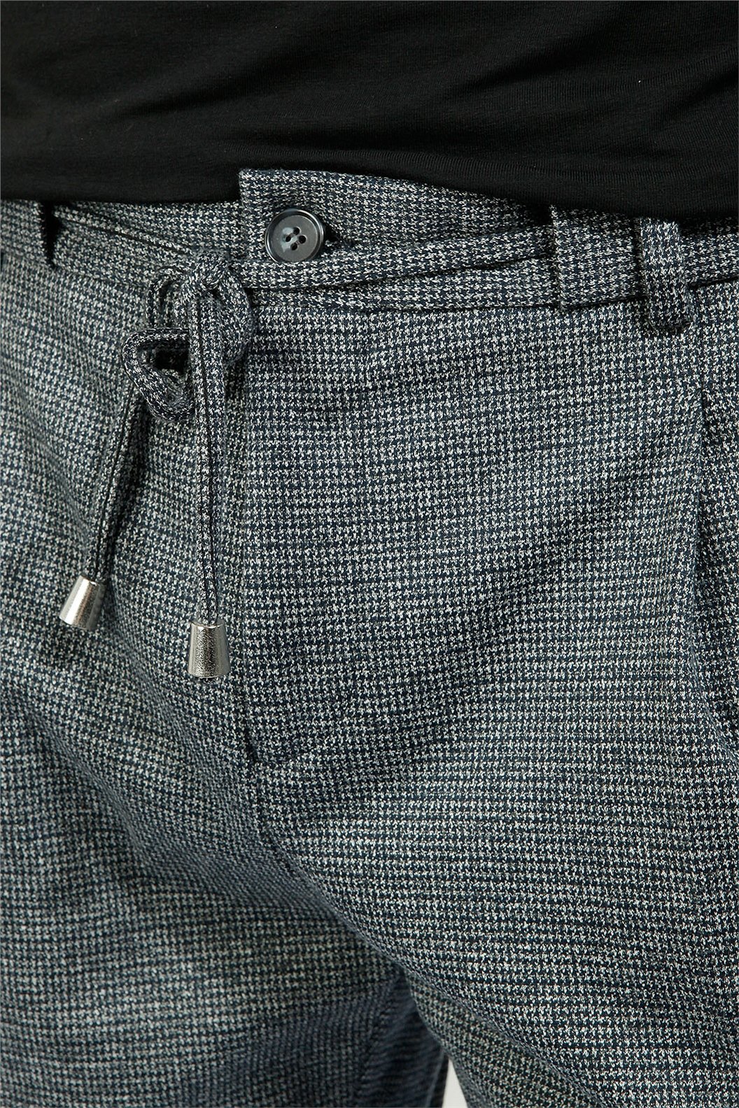 Lacivert Slim Fit Bağcıklı Tek Pile Jogger Pantolon