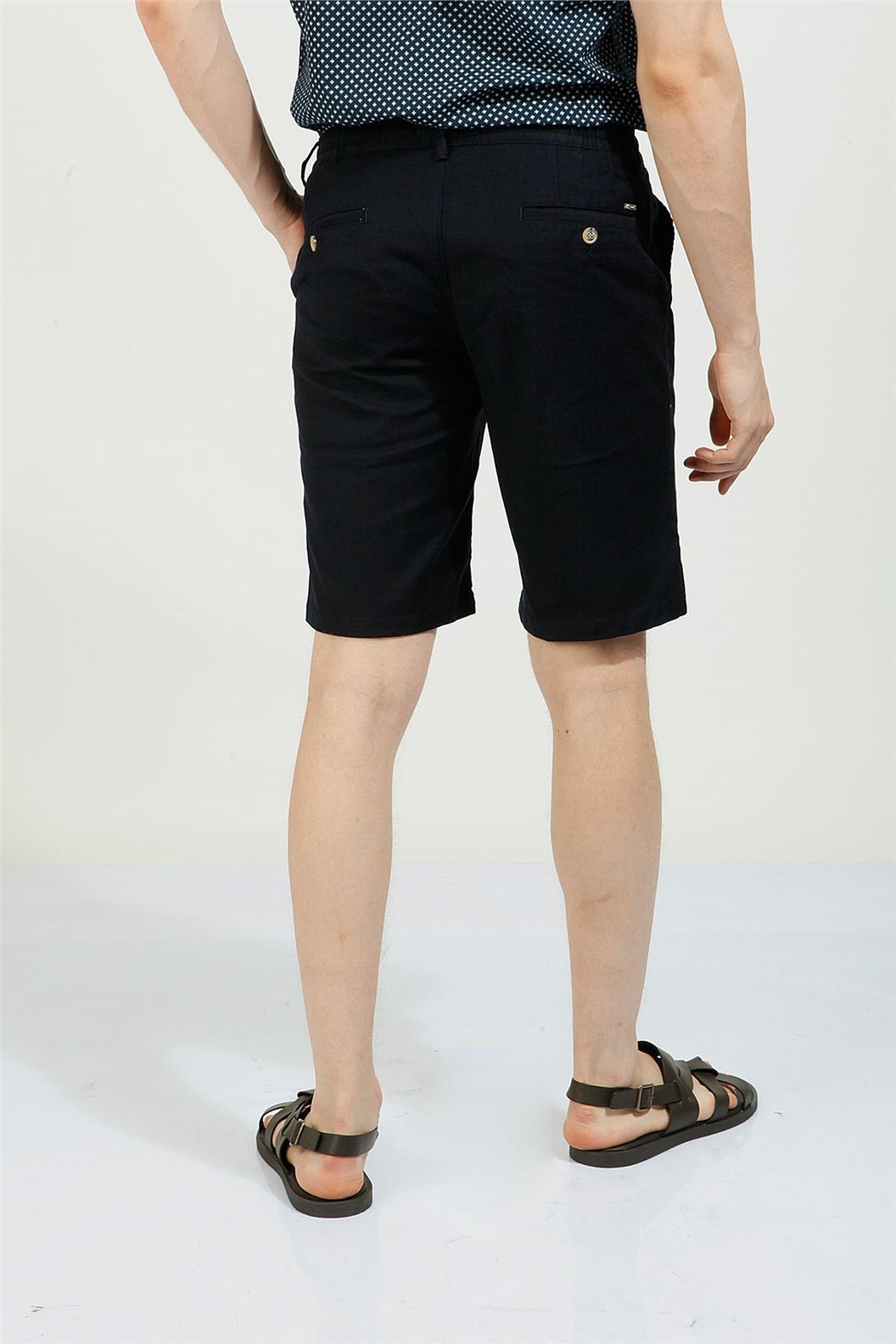 Lacivert Slim Fit Bermuda Şort