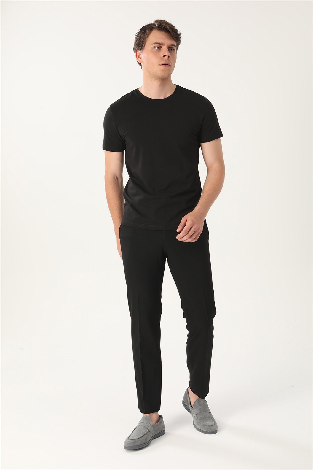 Lacivert Slim Fit Bisiklet Yaka Basic T-Shirt