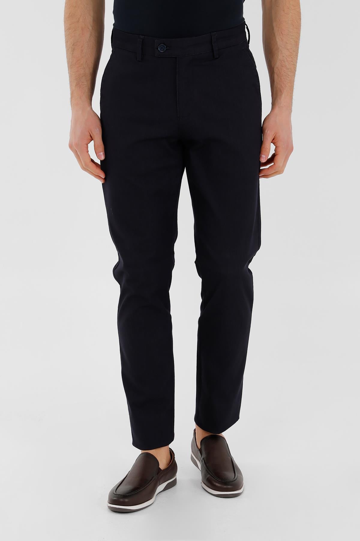 Lacivert Slim Fit Chino Pantolon