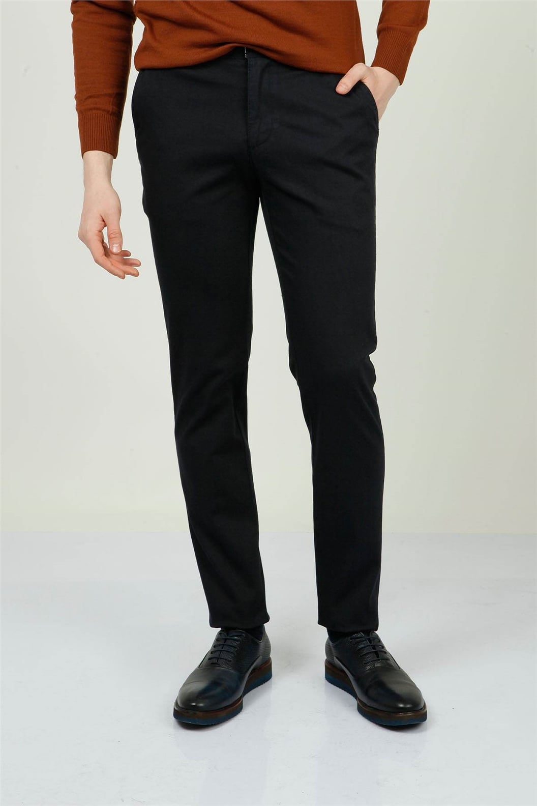 Lacivert Slim Fit Chino Pantolon