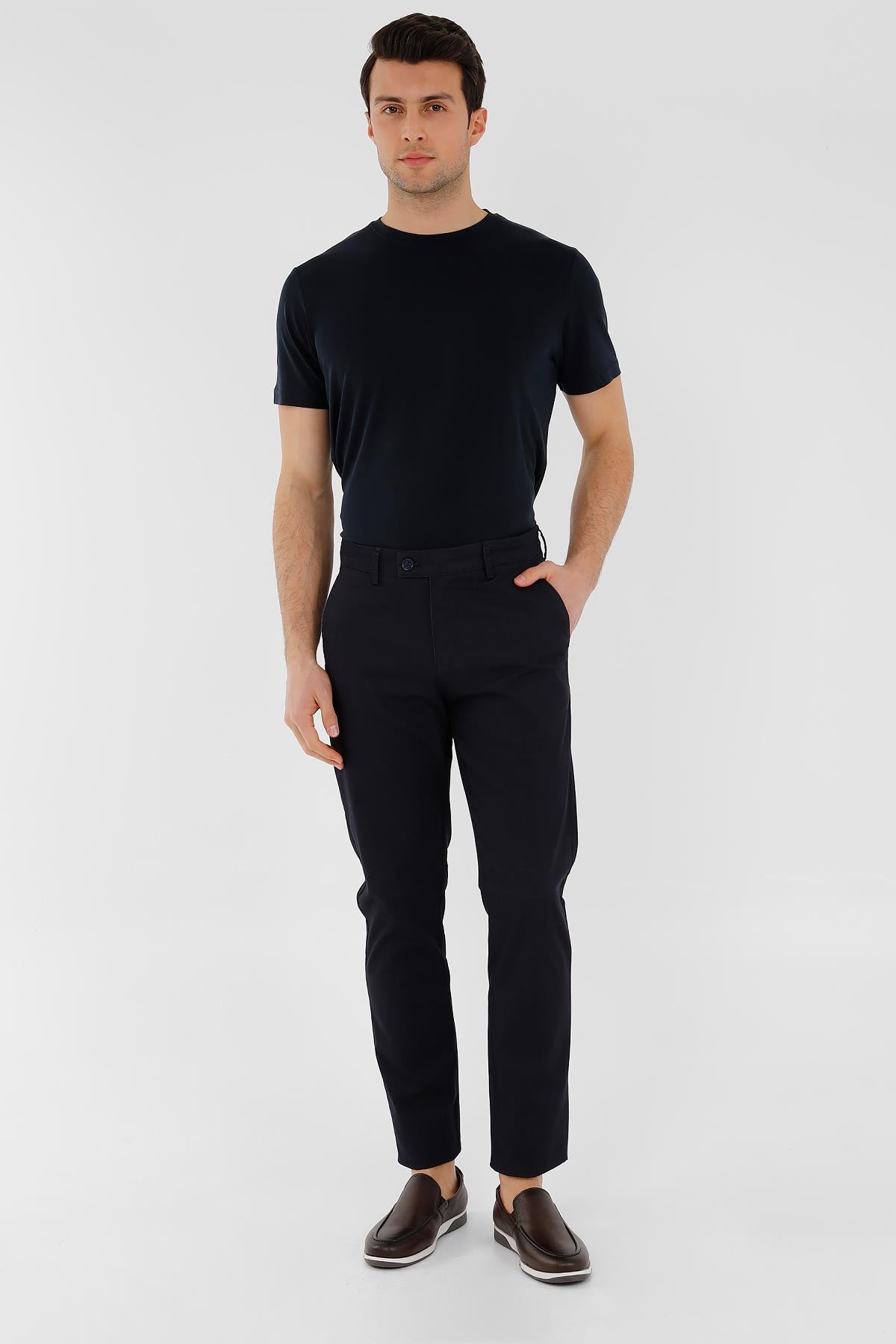 Lacivert Slim Fit Chino Pantolon